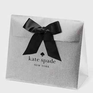 Kate Spade NY Silver Glistening Gift Wrap Box w/Bow 13.5”X 11.5”X 6.5” Brand New
